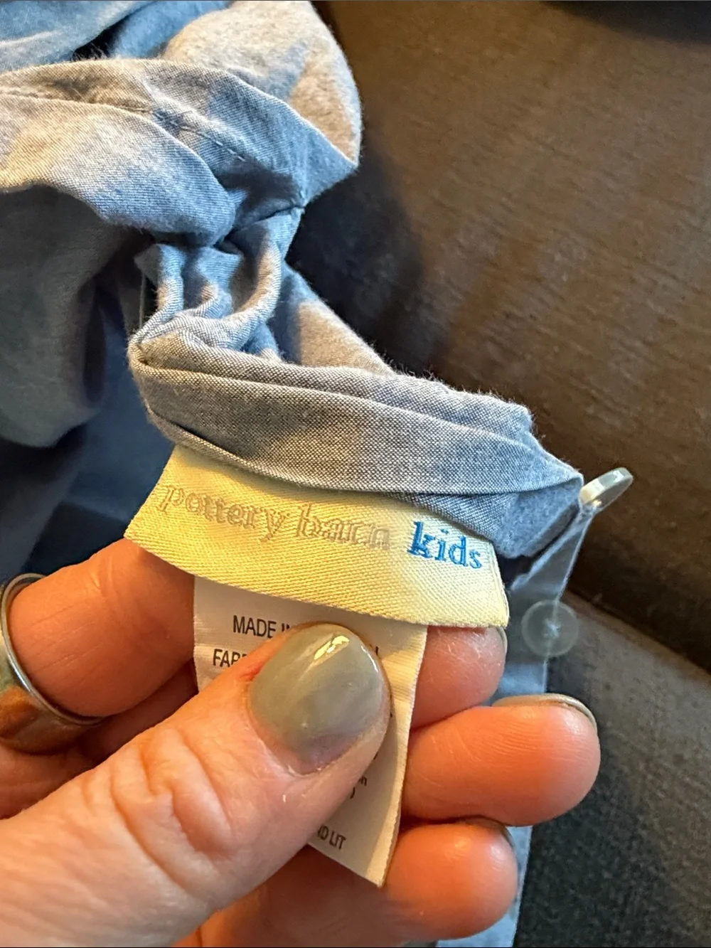 Pottery Barn Kids Light Blue Cotton Duvet Cover